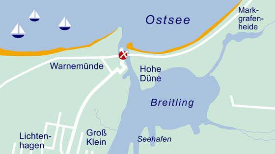 Hafenrundfahrt Rostock-Warnemünde - Schiffsroute und Anlegestellen